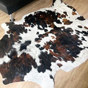 bonanza leathers Genuine Cowhide Rug Classic Tricolor Size S/L/XL 5X6/6X7/7X8 FT (5x6 ft)