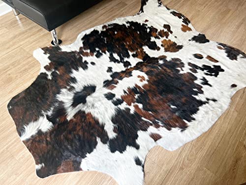 bonanza leathers Genuine Cowhide Rug Classic Tricolor Size S/L/XL 5X6/6X7/7X8 FT (5x6 ft)