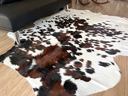 bonanza leathers Genuine Cowhide Rug Classic Tricolor Size S/L/XL 5X6/6X7/7X8 FT (5x6 ft)