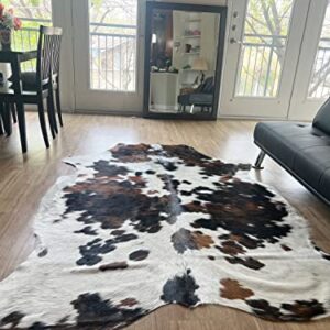 bonanza leathers Genuine Cowhide Rug Classic Tricolor Size S/L/XL 5X6/6X7/7X8 FT (5x6 ft)