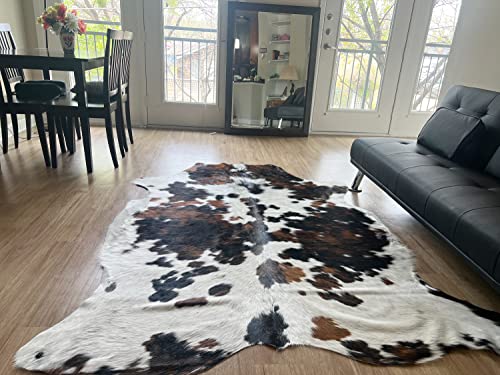 bonanza leathers Genuine Cowhide Rug Classic Tricolor Size S/L/XL 5X6/6X7/7X8 FT (5x6 ft)