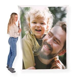 framestory custom blanket photos and text, fully customizable with your pictures and message, soft smooth fleece throw, 60″ x 80″