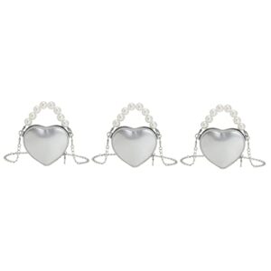 tendycoco 3pcs body clutch shaped pearl gift wrist strap evening silver gifts crossbody cross with valentines for chic purse fashion tote bag heart chain heart-shaped small women handle