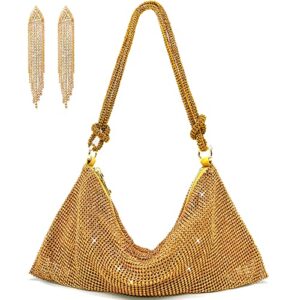 rumdin sparkly purse rhinestone handbag hobo bags for women chic evening bag gold clutch purses for women evening
