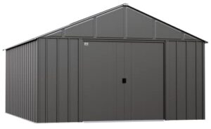 arrow sheds classic 12′ x 14′ outdoor padlockable steel storage shed building, charcoal
