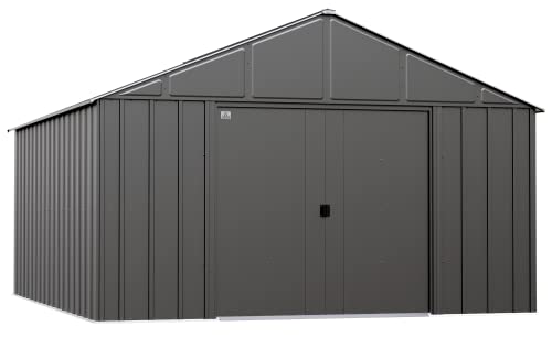 Arrow Sheds Classic 12' x 14' Outdoor Padlockable Steel Storage Shed Building, Charcoal