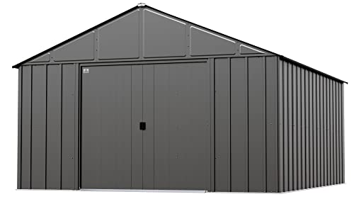 Arrow Sheds Classic 12' x 14' Outdoor Padlockable Steel Storage Shed Building, Charcoal