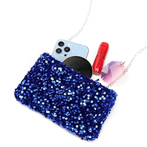 Fashion Culture On the Town Sequin Convertible Mini Clutch Bag (Royal Blue)