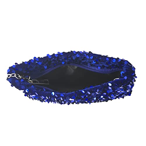 Fashion Culture On the Town Sequin Convertible Mini Clutch Bag (Royal Blue)