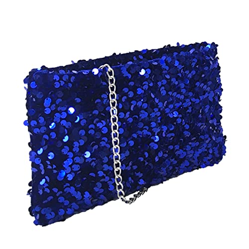 Fashion Culture On the Town Sequin Convertible Mini Clutch Bag (Royal Blue)