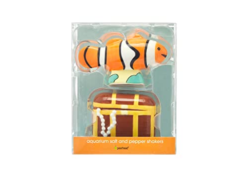 Pearhead Under the Sea Salt and Pepper Shaker Set, Fish And Treasure Chest Salt and Pepper Shaker Set, Home and Kitchen Décor, Unique Salt and Pepper Shaker Set