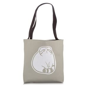 pallas’s cat paws on tail.stylized art of a cute chonker tote bag