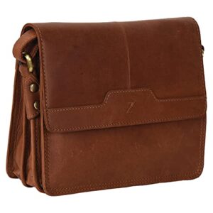 zinda genuine leathers women’s handbag flapover crossbody shoulder sling multipocket (tan)