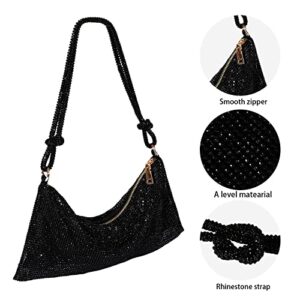 Rumdin Rhinestone Purse Chic Rhinestone Clutch Bag Black Women's Evening Handbags Sparkly Purse Hobo Bags for Women