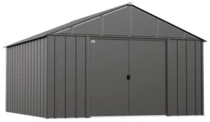 arrow sheds classic 12′ x 12′ outdoor padlockable steel storage shed building, charcoal