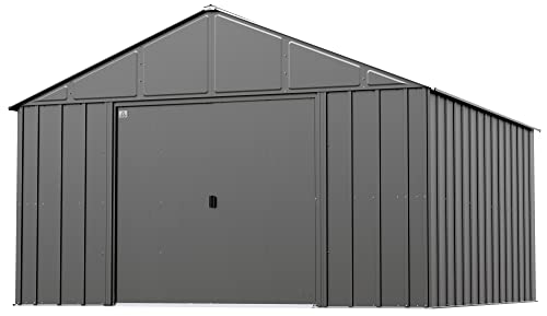 Arrow Sheds Classic 12' x 12' Outdoor Padlockable Steel Storage Shed Building, Charcoal