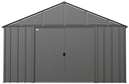 Arrow Sheds Classic 12' x 12' Outdoor Padlockable Steel Storage Shed Building, Charcoal