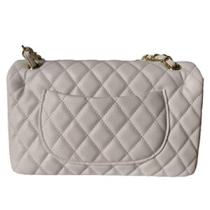 elluz designer crossbody bags for women handbags leather shoulder bag ladies purse evening wallets luxury quilted satchels (premium white caviar)