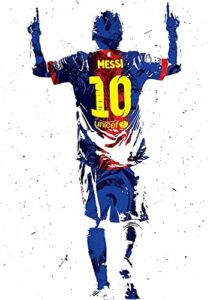 lionel messi poster decorative canvas wall art living room soccer poster messi posters for boys bedroom victory pose frameless canvas 16×24 inches (40x60cm)