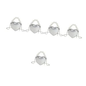 tendycoco 5pcs bag fashion heart-shaped body gifts pearl heart valentines wrist shoulder silver for cross women clutch chic mini chain handle crossbody day tote girl shaped evening purse