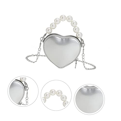 TENDYCOCO 5pcs Bag Fashion Heart-shaped Body Gifts Pearl Heart Valentines Wrist Shoulder Silver for Cross Women Clutch Chic Mini Chain Handle Crossbody Day Tote Girl Shaped Evening Purse