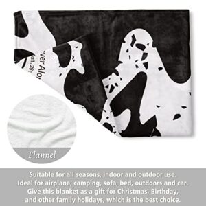 Cow Gifts for Women, Bible Verse and Cow Print Blanket, Unique Birthday Inspirational Throw Blanket Present, Soft Flannel Blanket Christian Gift for Her, Friend