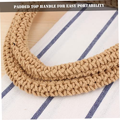 Eaarliyam Cotton Woven Beach Bag Crochet Travel Tote Handbag Casual Summer Shoulder Bag for Women Beige Tote-Handbags