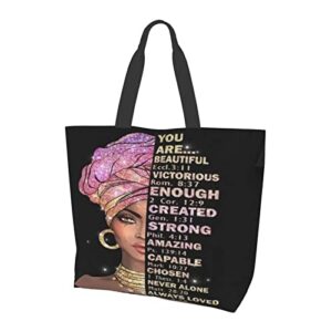 ihdabgdm african girl tote bag shopping bag shoulder bag black african girl magic shoulder bag shopping, work, groceries, gym