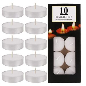 10pcs Tea Lights Candles Unscented Tealight Candle Smokeless Dripless Tea Candles for Wax Seal Stamp Kit, Shabbat, Weddings, Home Decorative, White