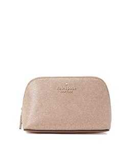 kate spade joeley tinsel glitter travel dome cosmetic case, rose gold