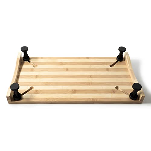 Top Drawer British Wooden Stovetop Cover - Bamboo Wood Stove Cutting Board and Chopping Block with Adjustable Legs for Kitchen, RV or Camper - Complete with Cutting Board Sponge Applicator