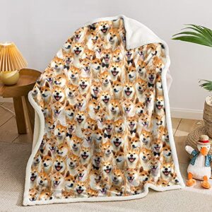 ailonen shiba inu dog blanket for kids adults, cute puppy plush blanket shiba inu animal print, double sided blanket sherpa throw print flannel fleece (47 x31 inches)