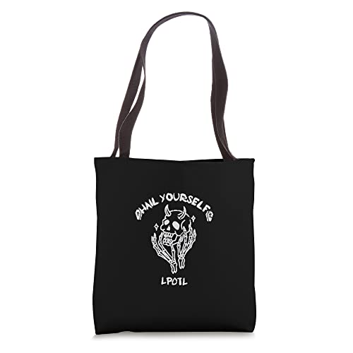 Hail Yourself Skull Skeleton Grave Last Podcast on Left Tote Bag