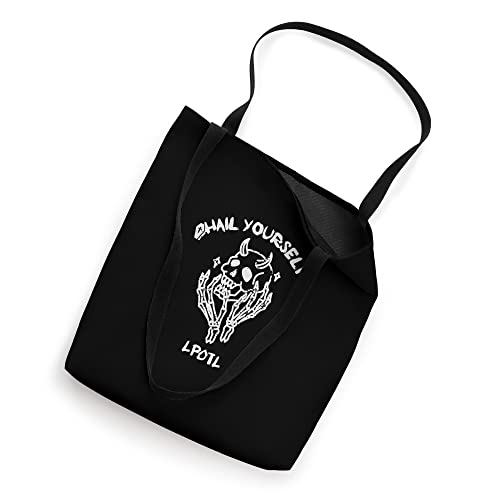 Hail Yourself Skull Skeleton Grave Last Podcast on Left Tote Bag