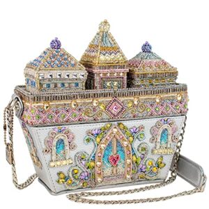 mary frances castles in the air crossbody handbag, silver