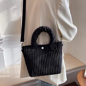 Mini Corduroy Tote Bag for Women Handbag Purse Fashion Top Handle Satchel Purse Crossbody Bag