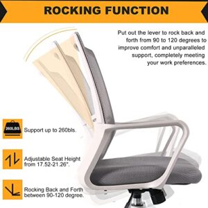 Office Desk Chair, Mesh Home Office Computer Task Chairs, Ergonomic Swiveling Rolling Desk Chair, Grey