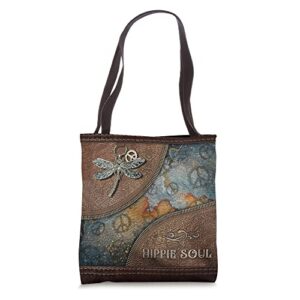 hippie lovers dragonfly hippie soul tote bag
