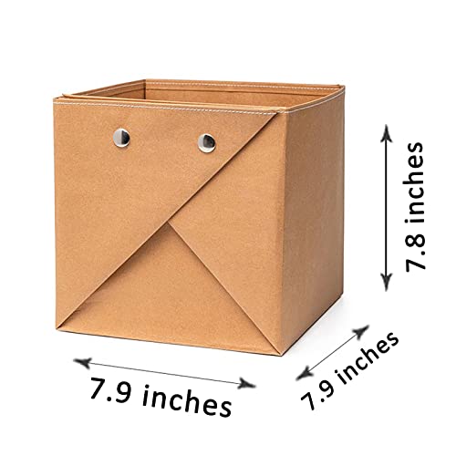 Teweiqi Foldable - Kraft - Paper Plant Baskets for Indoor Potted Plants, Storage Box Storage Basket brown XL 8x8x 8 inches