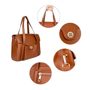 GripIt Brown Soft Leather Satchel Handbags and Medium Top-Handle Bag Purses for Women Designer Shoulder Bag with Multiple Compartments