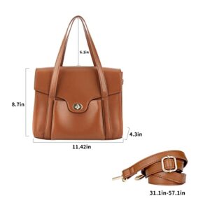 GripIt Brown Soft Leather Satchel Handbags and Medium Top-Handle Bag Purses for Women Designer Shoulder Bag with Multiple Compartments