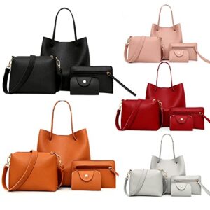 ulemeili 4pcs handbags wallet tote bag shoulder bag, women fashion top handle satchel purse set crossbody bag