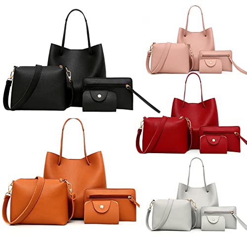 ULemeili 4Pcs Handbags Wallet Tote Bag Shoulder Bag, Women Fashion Top Handle Satchel Purse Set Crossbody Bag