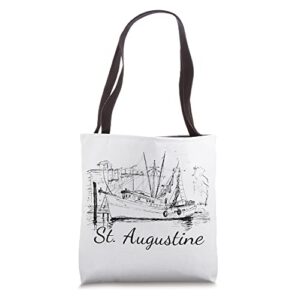 st. augustine, florida classic shrimp boat tote bag