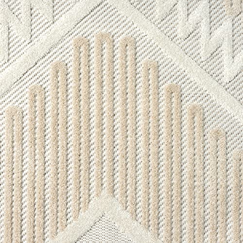 Abani Area Rugs - Modern Diamond Pattern - Cream Rug for Living Room, Bedroom, Dining Room - Indoor/Outdoor - Easy to Clean - Non-Shedding - 4' x 6'