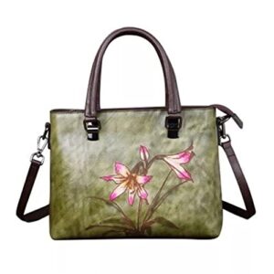 wykdd women’s vintage floral handbag ladies large capacity shopping messenger bag tote bag (color : black, size