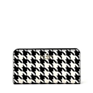 Kate Spade Darcy Large Slim Bifold Wallet Houndstooth in Black Multi