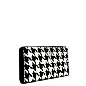 Kate Spade Darcy Large Slim Bifold Wallet Houndstooth in Black Multi