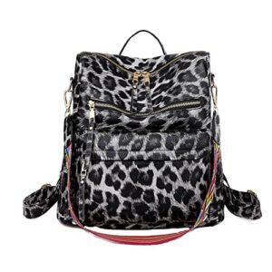women backpack fashion leather backpack purse for women large designer travel ladies fashion neoprene (grey, one size)