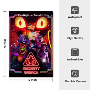 Art Poster Print 12 x 18 Inch Fnaf Merch Security Merchandise Breach Canvas Wall Picture Home Decor for Living Room Bedroom Office